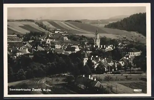 AK Zwettl a. d. Niederdonau, Gesamtansicht vom Hügel aus
