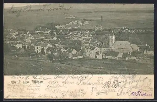 AK Fischau, Gesamtansicht mit Umgebung aus der Vogelschau