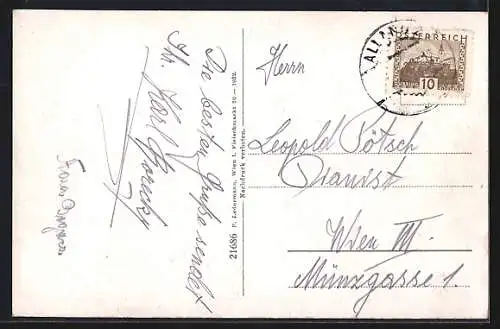 AK Alland im Gebirge, Ortsansicht mit Heilanstalt aus der Vogelschau