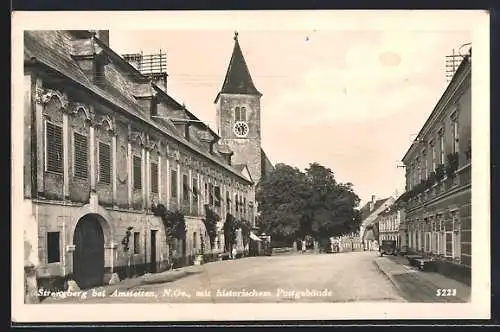 AK Strengberg, Ansicht mit historischem Postgebäude