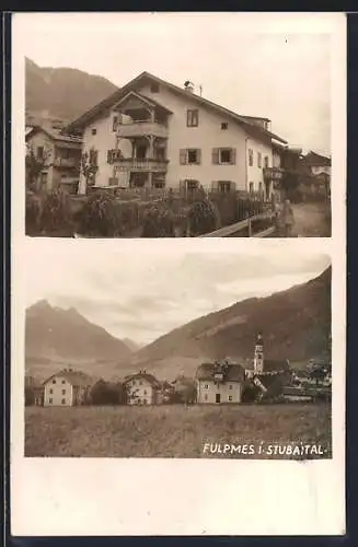 AK Fulpmes i. Stubaital, Strassenpartie, Ortspartie mit Kirche