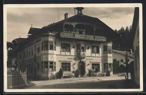 AK Igls, Hotel Altwirt mit Strassenpartie