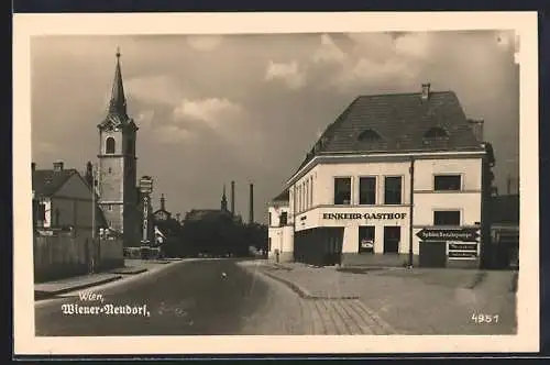 AK Wiener-Neudorf, Strassenpartie mit Einkehr-Gasthof