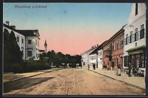 AK Wieselburg a. d. Erlauf, Strassenpartie mit Anwohnern