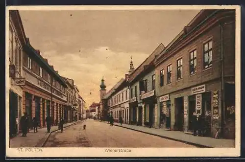 AK St. Pölten, Wienerstrasse mit Geschäften