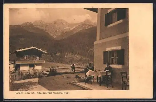 AK St. Ulrich am Pillersee, St. Adolari, Ortspartie, Hund