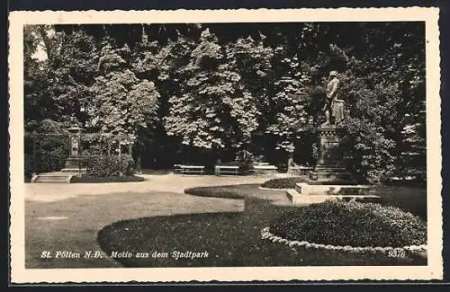 AK St. Pölten /N. D., Motiv aus dem Stadtpark