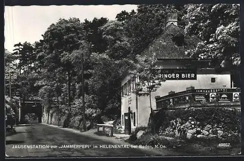 AK Baden /N. Oe., Gasthaus Jausenstation zur Jammerpepi im Helenental