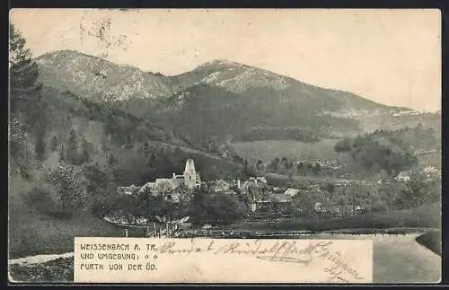 AK Weissenbach a. Tr., Flusspartie mit Blick auf den Ort