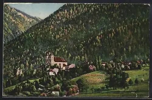 Künstler-AK Maria-Schutz am Semmering, Blick auf die Kirche