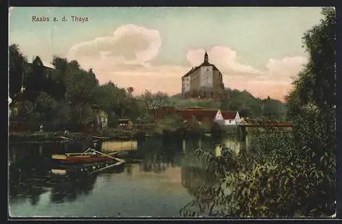AK Raabs a. d. Thaya, Ruderboot auf dem Fluss