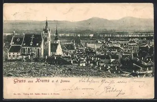 AK Krems a. d. Donau, Die Kirche mit Blick auf die Stadt