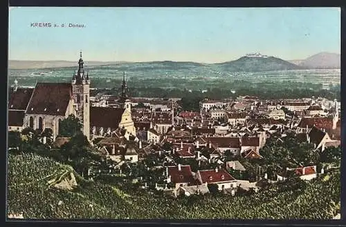 AK Krems a. d. Donau, Gesamtansicht vom Berg aus