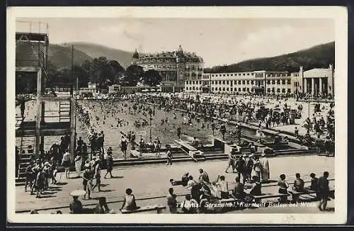 AK Baden bei Wien, Thermal Strandbad mit Badegästen