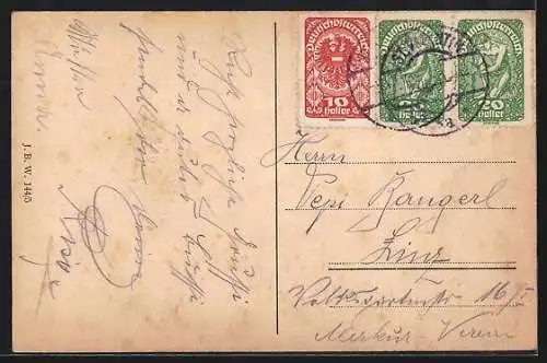 AK St. Valentin, Ortspartie mit Kirche