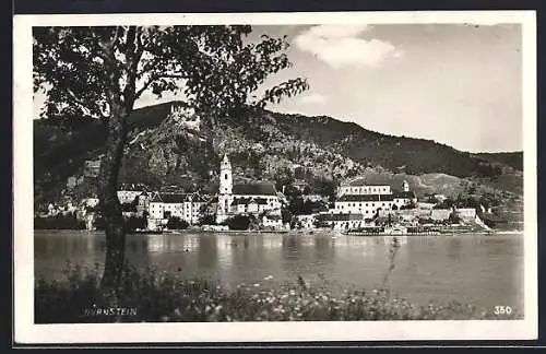 AK Dürnstein a. d. Donau, Ortsansicht mit Kirche vom gegenseitigen Ufer aus