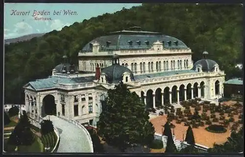 AK Baden bei Wien, Kurhaus aus der Vogelschau