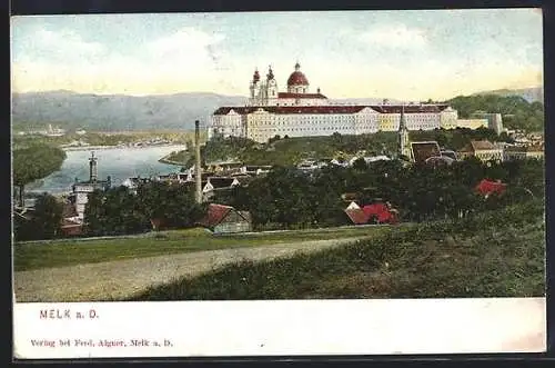 AK Melk a. D., Ortsansicht mit Stift Melk