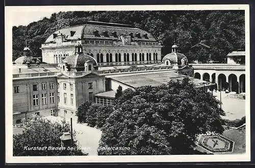 AK Baden bei Wien, Spielcasino mit Kuranlagen und Blumenuhr