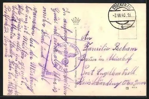 AK Stockerau, Ansicht des Ortes mit Blick auf die Kirche