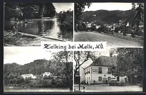 AK Zelking, Ortsansicht, Freibad, Gasthaus Erber