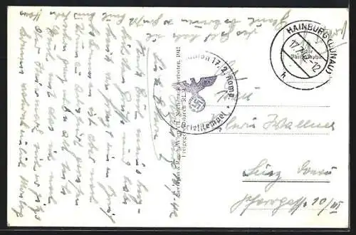 AK Hainburg a. d. Donau, Ortsansicht mit Donau vom Flugzeug aus