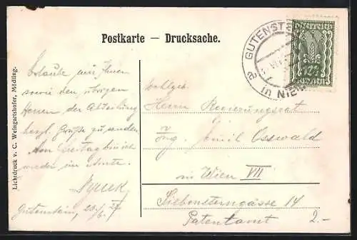 AK Gutenstein, Ortsansicht mit Kirche vom Berghang aus