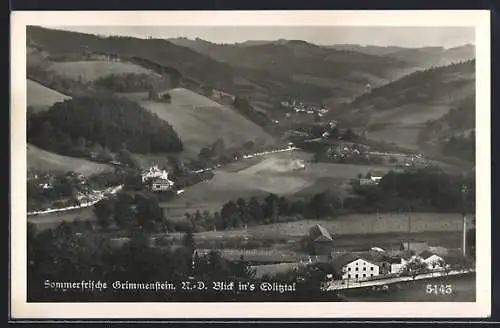 AK Grimmenstein /N.-D., Blick ins Edlitztal vom Berghang aus