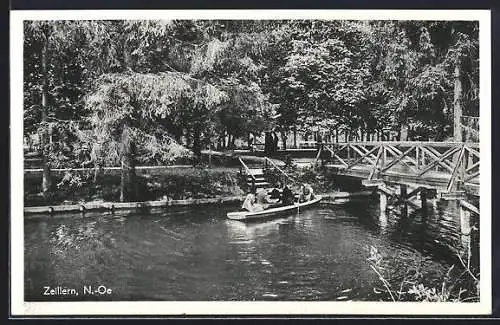 AK Zeillern /N.-Ö., Brückenpartie mit Boot