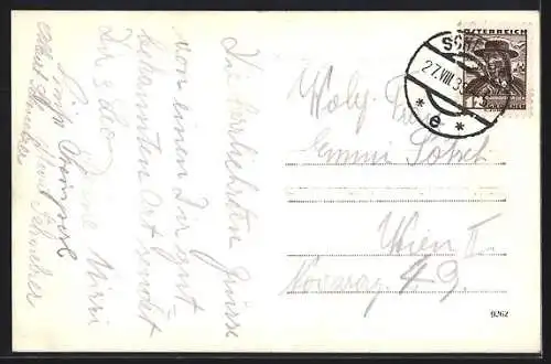 AK Scheibbs, Ortsansicht mit Kirche gegen den Ötscher