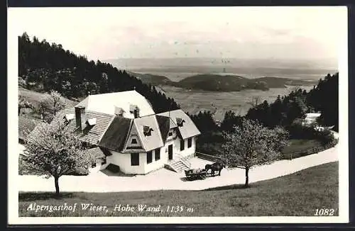 AK Hohe Wand, Alpengasthof Wieser mit Strassenpartie