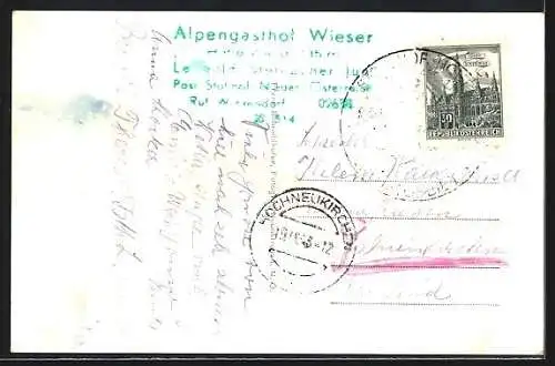 AK Hohe Wand, Alpengasthof Wieser mit Strassenpartie