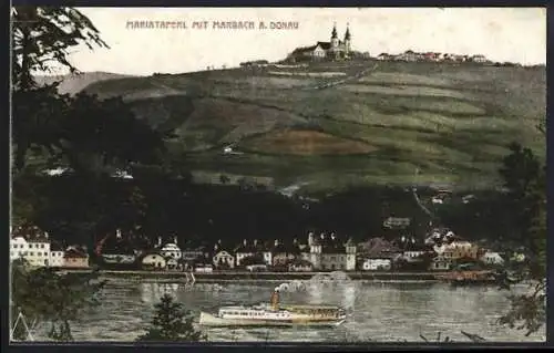AK Marbach a. Donau, Teilansicht mit Kirche Mariataferl