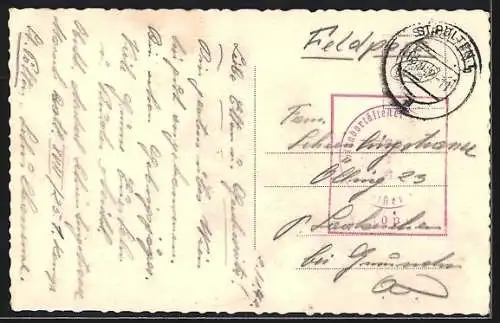 AK St. Pölten /N.-D., Totalansicht mit Strassenpartie