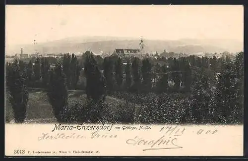 AK Maria-Enzersdorf am Gebirge, Ortspartie mit Kirche