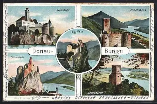 AK Dürnstein, Ruine Dürnstein, Burg Greifenstein, Burg Hinterhaus, Burg Schönbichl