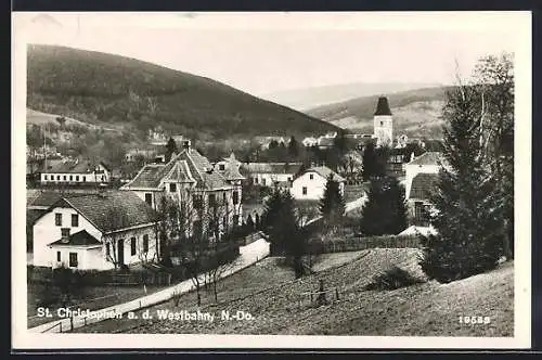 AK St. Christophen a. d. Westbahn, Ortspartie mit Blick zur Kirche