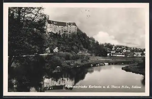 AK Karlstein a. d. Thaya, Flusspartie mit Schloss