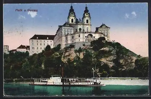 AK Melk a. Donau, Dampferpartie am Stift