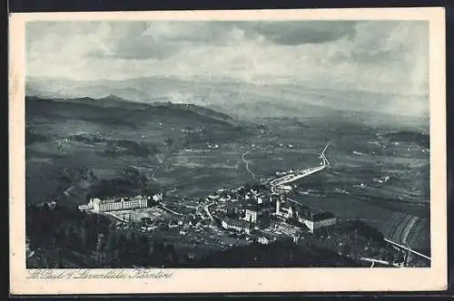 AK St. Paul i. Lavanttale, Totalansicht mit Landschaft der Umgebung