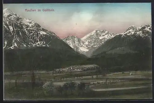 AK Mauthen im Gailthale, Gesamtansicht mit Berglandschaft