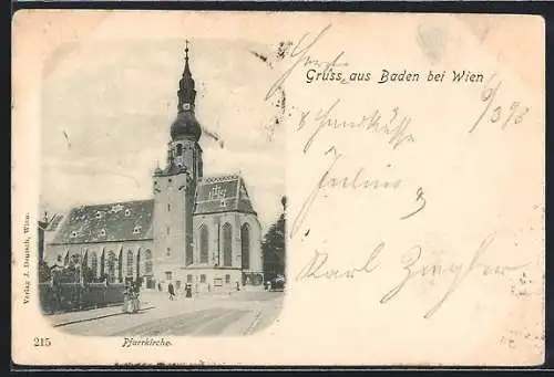 AK Baden bei Wien, Strassenpartie an der Pfarrkirche