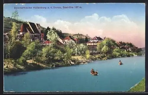 AK Hollenburg a. d. Donau, Ruderboote im Fluss