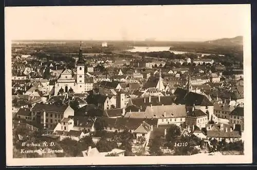 AK Krems a. d. D., Totalansicht mit Donaublick aus der Vogelschau
