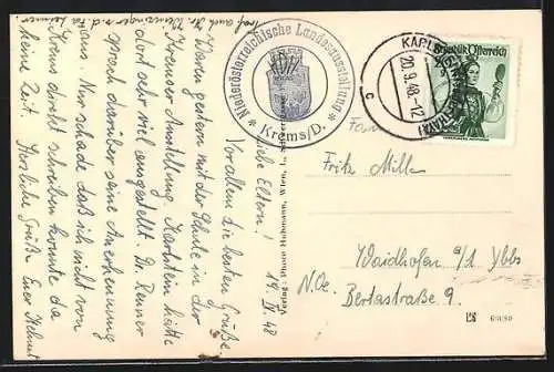 AK Krems a. d. D., Totalansicht mit Donaublick aus der Vogelschau