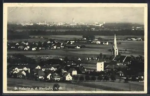 AK St. Valentin a. d. Westbahn, Ortsansicht mit Blick zum Nachbarort