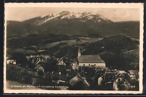 AK St. Corona am Wechsel, Ortsansicht mit Schneeberg