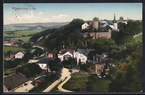 AK Wiesenburg i. Sa., Ortsansicht aus der Vogelschau