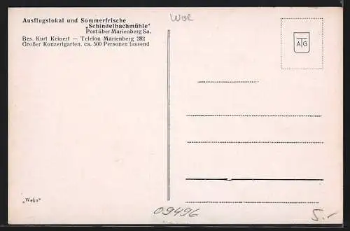 AK Marienberg /Sa., Gasthaus Schindelbachmühle K. Keinert, Gartenansicht