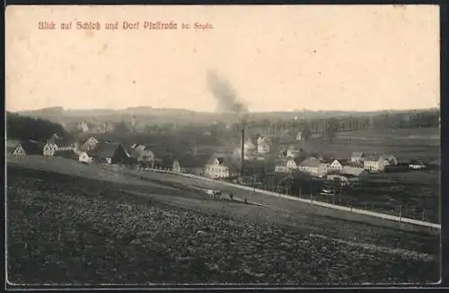 AK Pfaffroda /Sayda, Schloss und Dorf von einem Acker aus